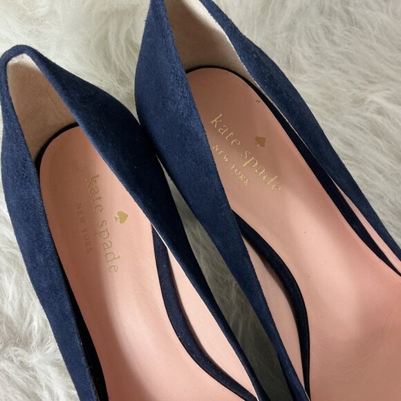 Kate Spade Blue Suede Glitter Heel Pumps 8M - Picture 3 of 8